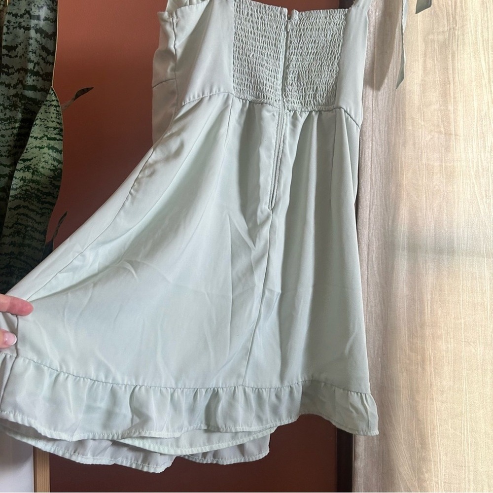 Abercrombie & Fitch Ruffle Mini Dress Babydoll Mint Green Preppy Pastel Size M - Picture 6 of 6